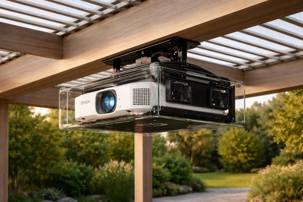 découvrez comment fixer un vidéoprojecteur epson sous une pergola en assurant une ventilation optimale et une protection efficace contre les intempéries pour une expérience de projection extérieure réussie.